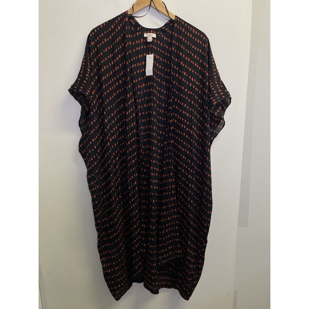 NEW Ann Taylor Loft Women's XS/S Black Brown Dotted Open Front Cover Up Rayon